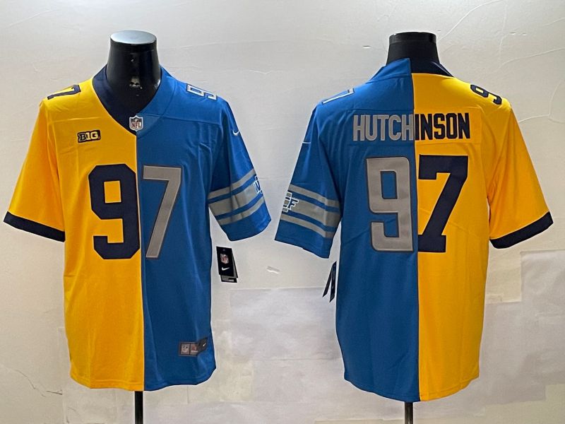 Men Detroit Lions #97 Hutchinson Blue yellow 2024 Nike Limited NFL Jersey style 1->philadelphia eagles->NFL Jersey